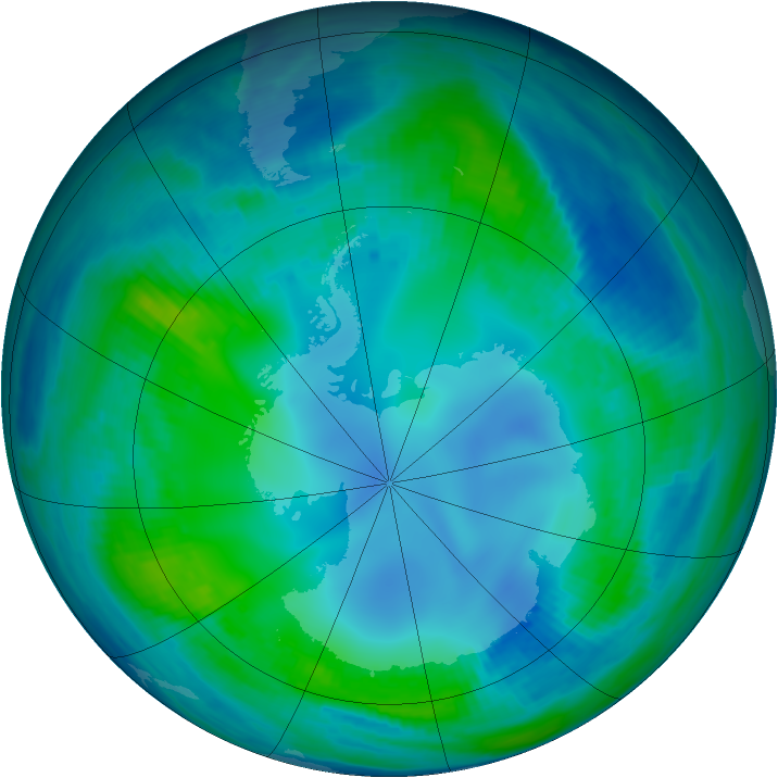 Antarctic ozone map for 10 May 2000
